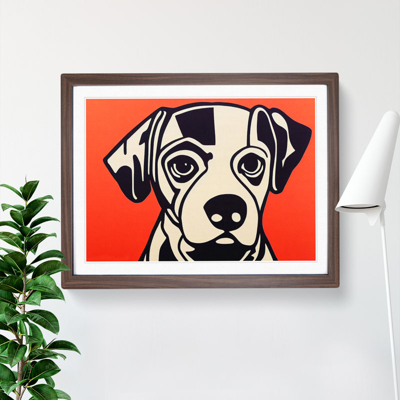 Dog Vol.2 - Single Picture Frame Painting, 25cm H x 34cm W x 2cm D, Walnut