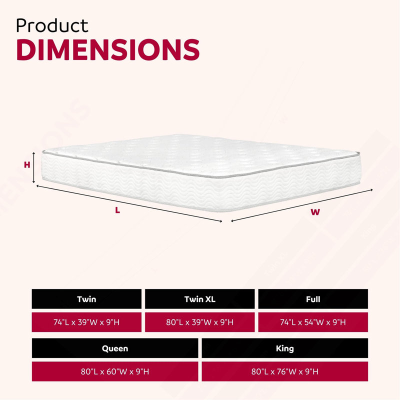 Premium 9 po Lit moyen à ressorts ensachés dans un sommier - blanc, Full