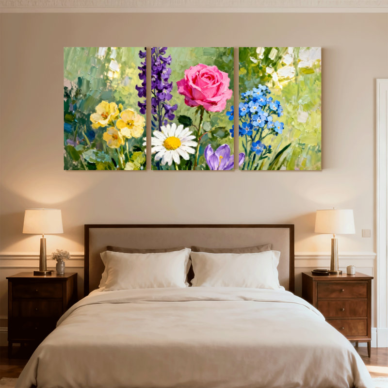 «Plants & Flowers Floral Garden Art», ensemble de 3 impressions sur toile, H 36 po x l 72 po