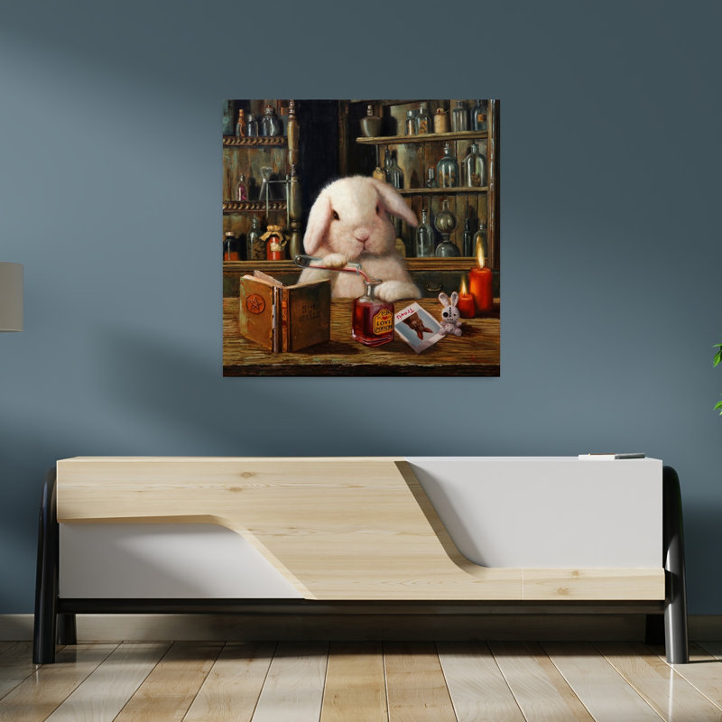 Love Potion n ° 9, art contemporain urbain de lapin, 36" H x 36" W