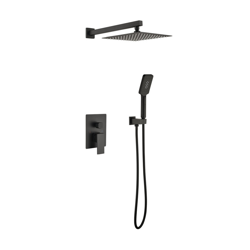 Pomme de douche à pluie à pression équilibrée 10 po avec douche à main, système de douche complet en laiton massif avec valve brute