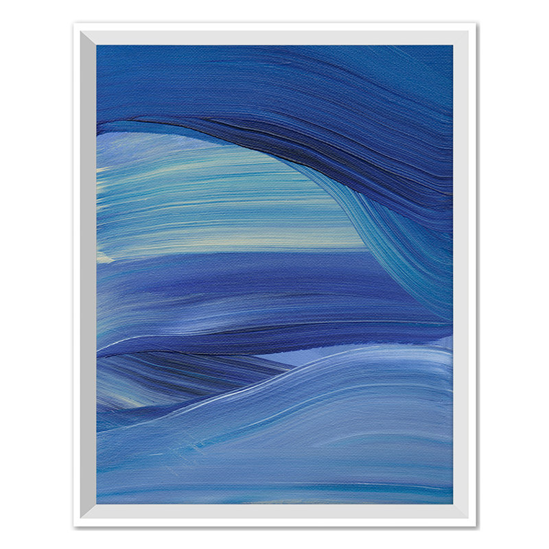 Blue Wave 1 Print by Daph Haus, White Single Picture Framed