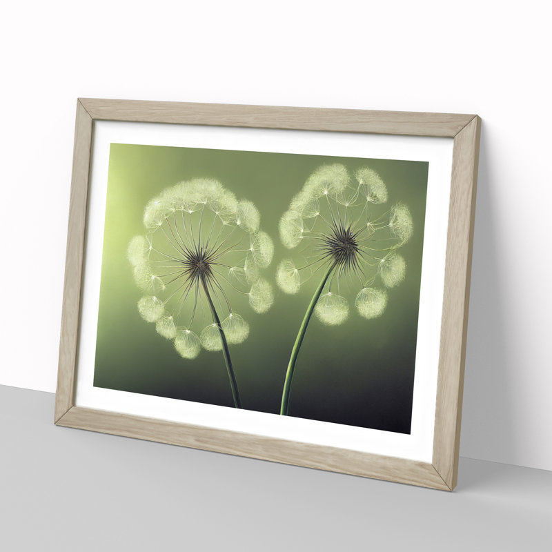 Soulful Dandelion Flowers - Framed Print, 25cm H x 34cm W x 2cm D, Oak