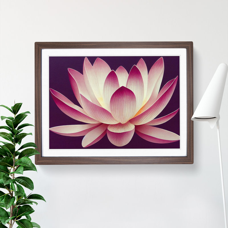 Hypnotic Lotus Flower 1 Piece Single Picture Frame Wall Art, 25cm H x 34cm W x 2cm D, Walnut