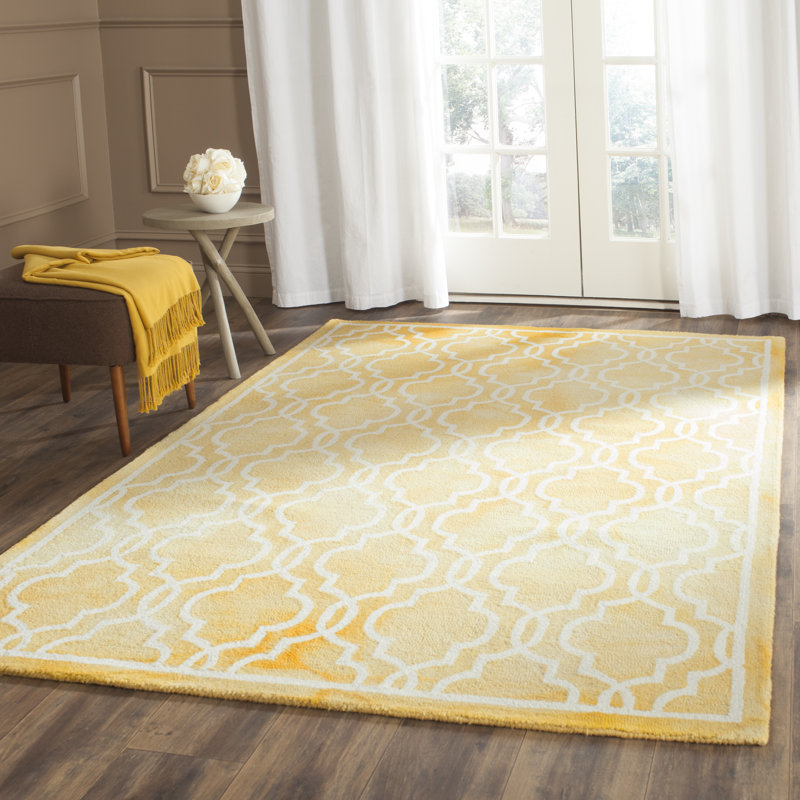 Dip Dye Hand Tufted Wool Geometric Rug, Rectangle 8' x 10'