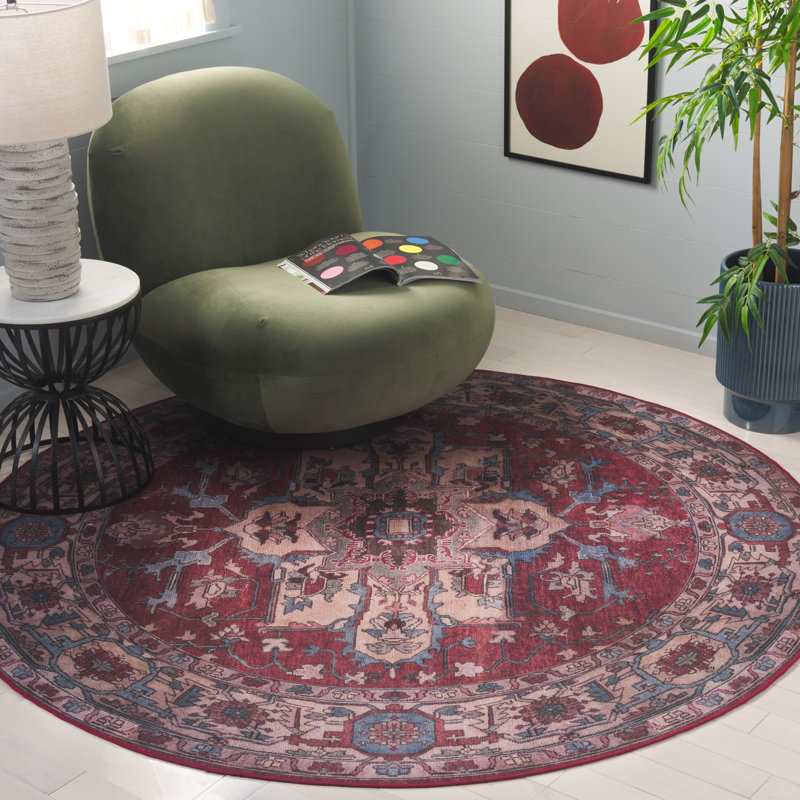 Tapis oriental rouge / beige Sonia, Rond 6 pi