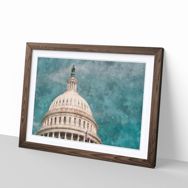 Capitol Hill White House - Picture Frame Graphic Art Print, Walnut Framed, 24cm H x 33cm W x 2cm D