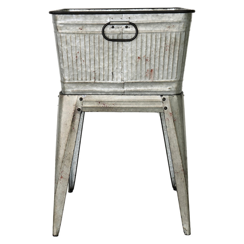Large Galvanized Tub, 20.5X20.5X21 Inches, Ice Buckets, Planters, Rustic Appearance, Home Decor Rivet Fasteners
