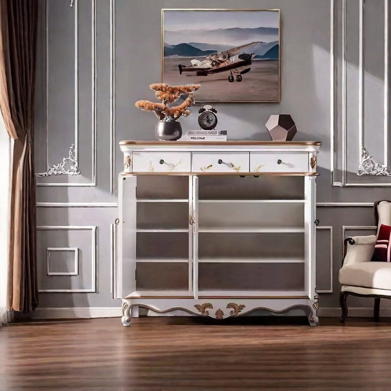 Hand-painted art storage sideboard.