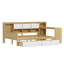 Lit de jour en L en bois avec sept armoires de rangement et deux tiroirs de rangement, lit multifonctionnel avec bureau d'étude et bibliothèque intégrée-118022297