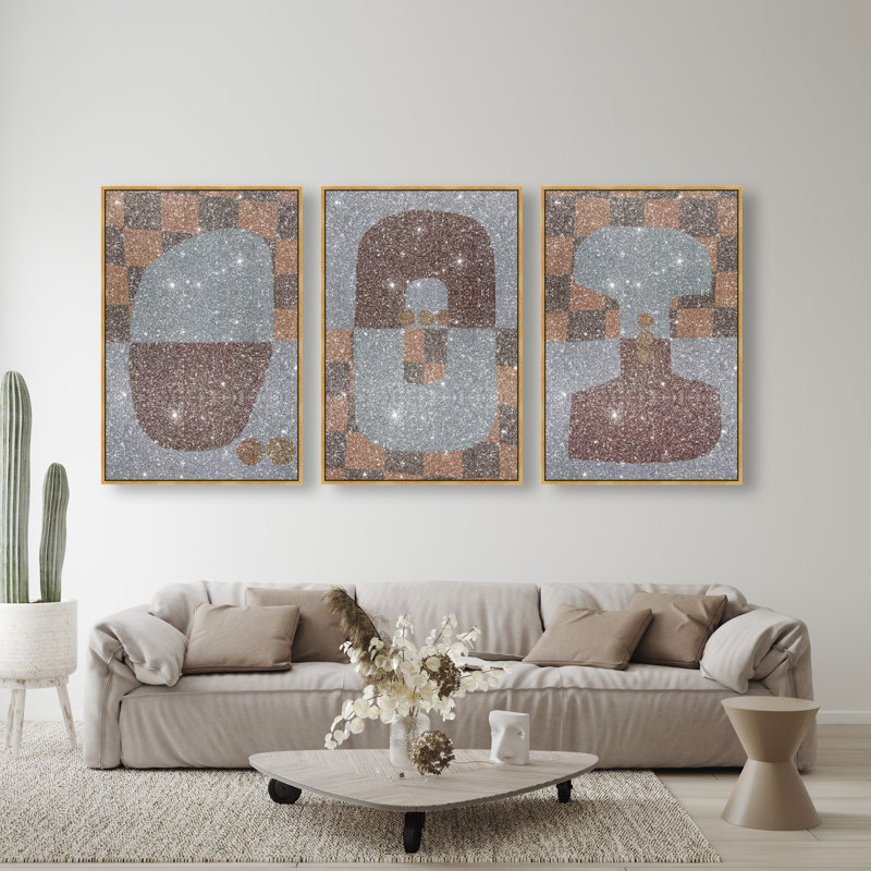 Checkered Dominos Set Set by Oliver Gal, 46" H x 31" W, Gold Floater Frame