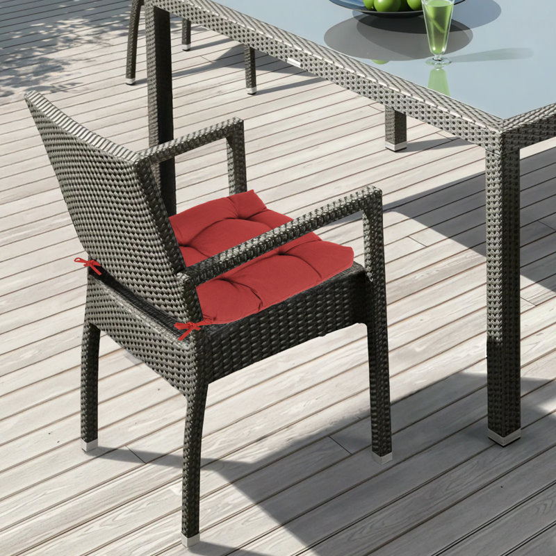 Tufted Outdoor Chair Cushions, Red