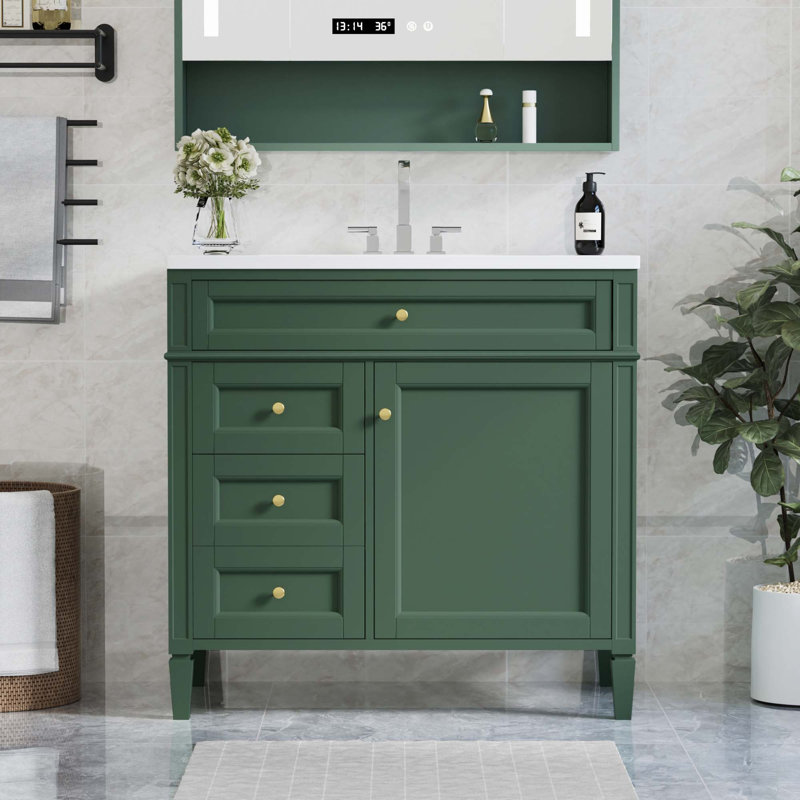 Meuble-lavabo 36 po avec lavabo supérieur, Vert