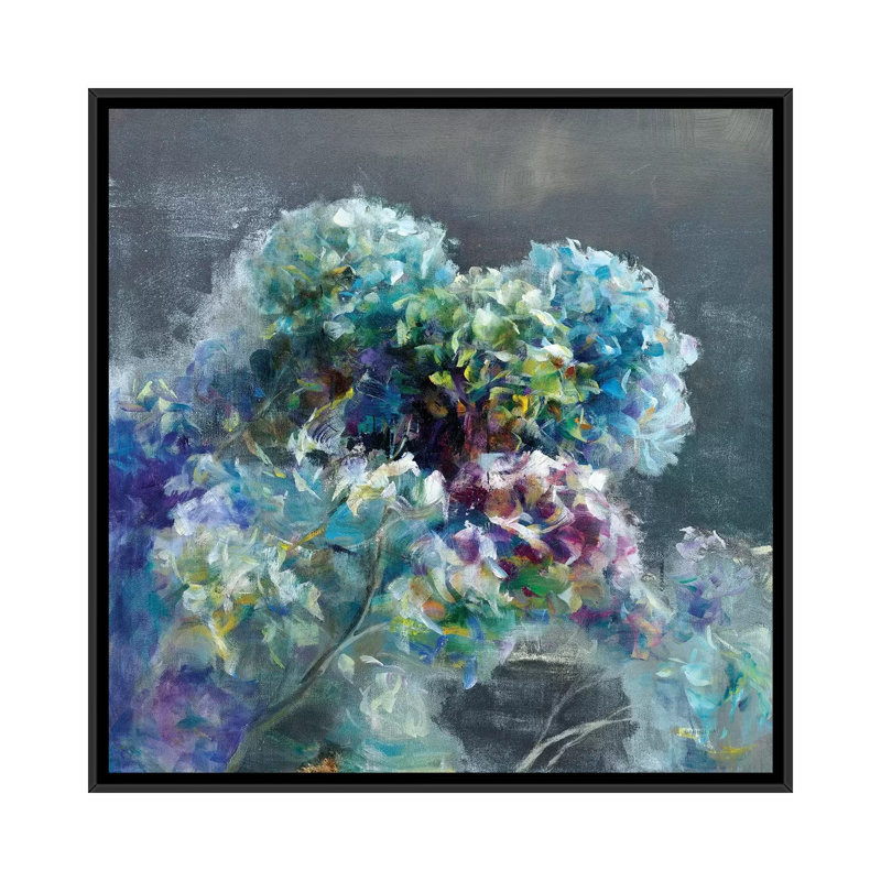 «Abstract Hydrangea Dark», reproduction sur toile tendue, H 12 po x l 12 po x P 1,5 po, Toile avec cadre noir