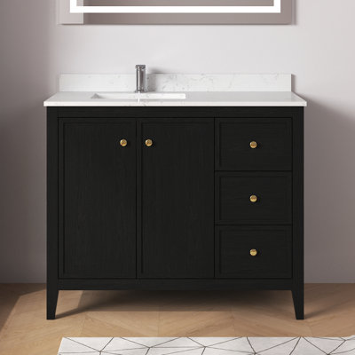 Aura  42'' Single Bathroom Vanity With White Granite Countertop And Undermounted Sink