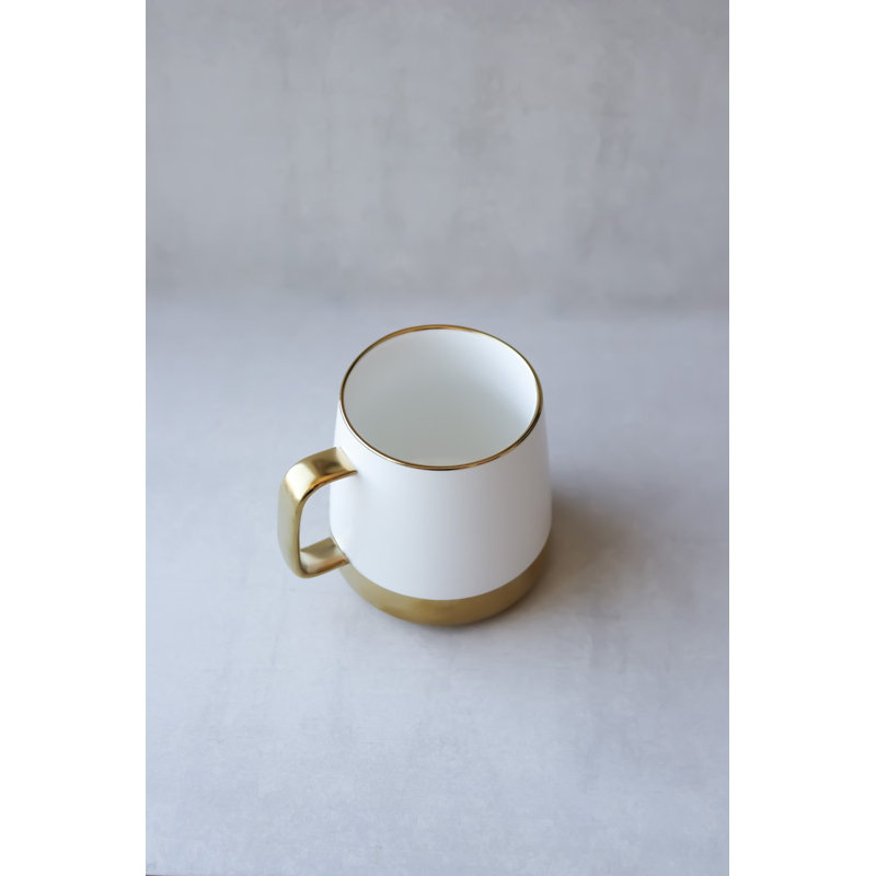 Tasse à café - 15 oz, Blanc ; doré
