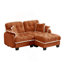 Canapé en L Chenille Cloud avec garniture pompon et repose-pieds mobile-1852581875