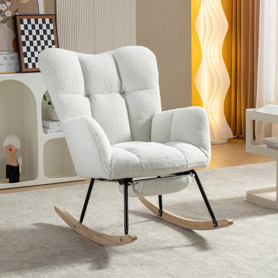 Chaise berçante en tissu avec repose-pieds réglable Teddy