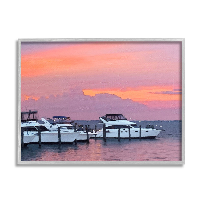Au-421-Giclée, bateau, coucher de soleil rose, paysage par Jeff Pica, L 20 po x H 16 po x P 1,5 po