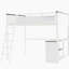 Grand lit mezzanine avec bureau, tablette ouverte et boîte de rangement, station de charge USB, blanc