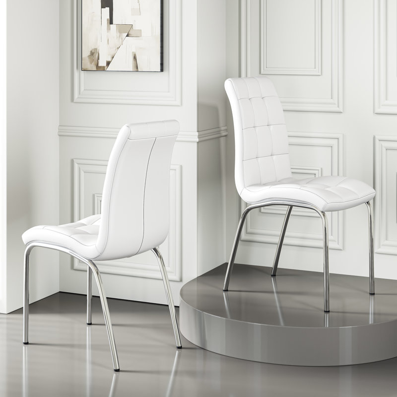 Nasim 18'' H Dining Chair, White, Silver