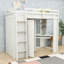 Lit mezzanine simple avec garde-robe intégrée, bureau, tablettes et station de charge-1048043628
