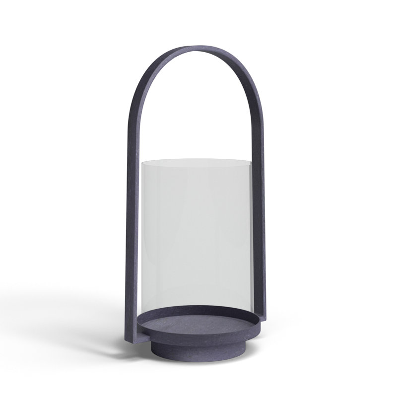 Aged Zinc Finish Tabletop Hurricane Lantern