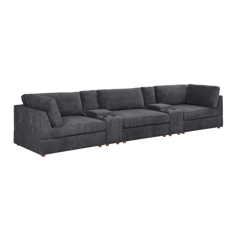 Paendley 163" Upholstered Sofa, Dark Gray