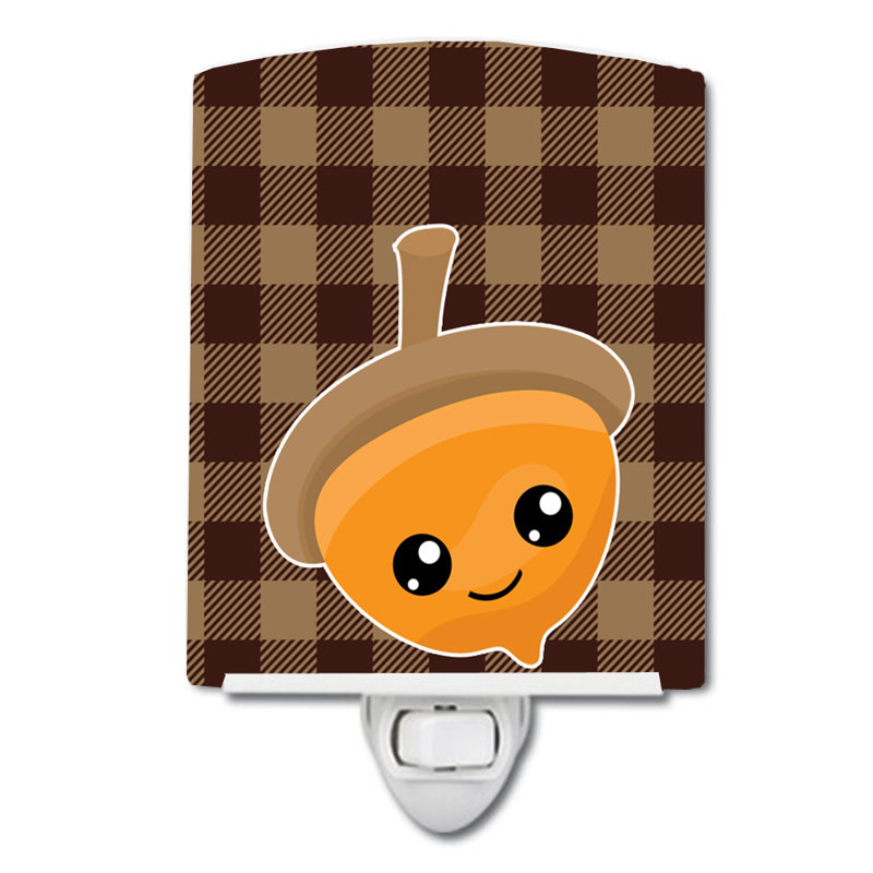 Fall Acorn on Gingham Ceramic Night Light