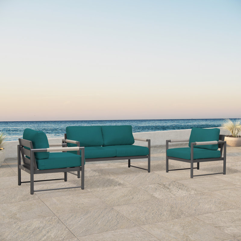 Arden Outdoor 3 - Piece Conversation Set, Canvas Charcoal Sunbrella® Canvas, Slate Gray