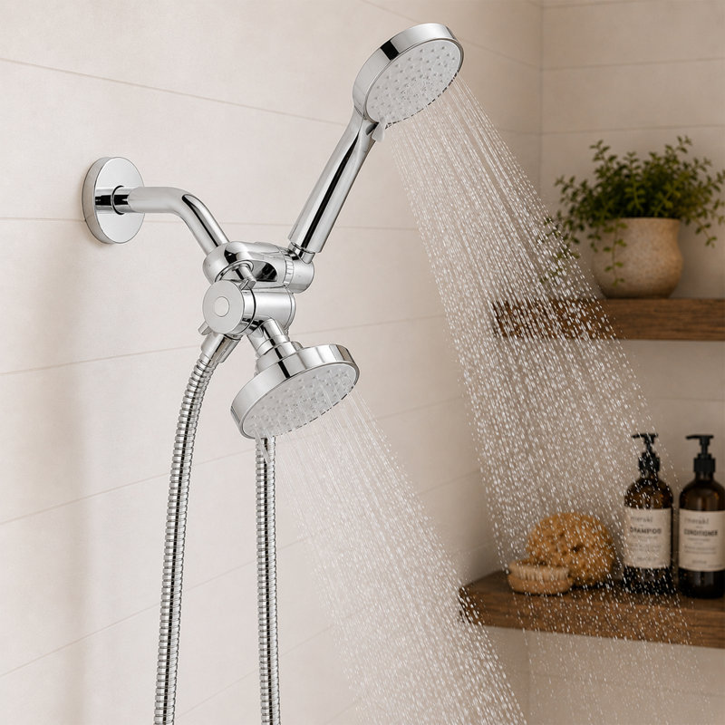 Système de douche double à 7 jets (valve incluse), Chrome poli