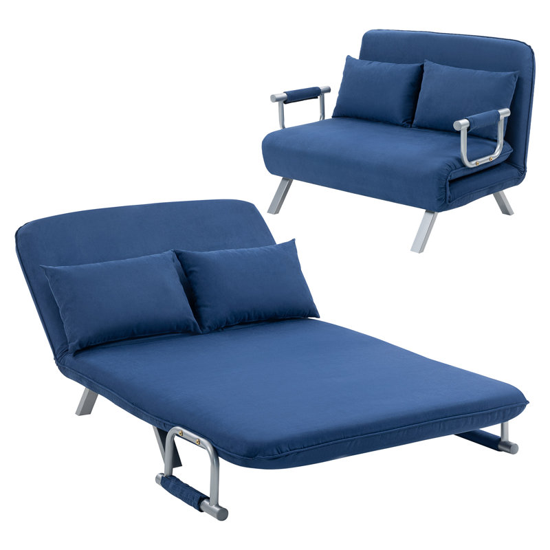 Sohum Single 69cm Upholstered Convertible Sofa, Blue, 78'' H x 111'' W x 80'' D