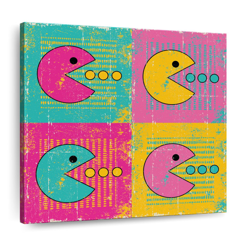 Rétro pastel Pacman sur impression sur toile, H 30 po x l 30 po x P 1,25 po
