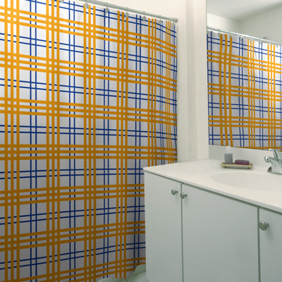 Plaid Shower Curtain with Liner Included