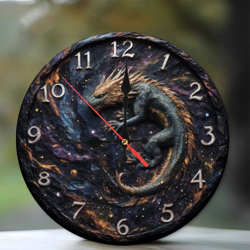 Horloge chiffres sur dragon galaxie
