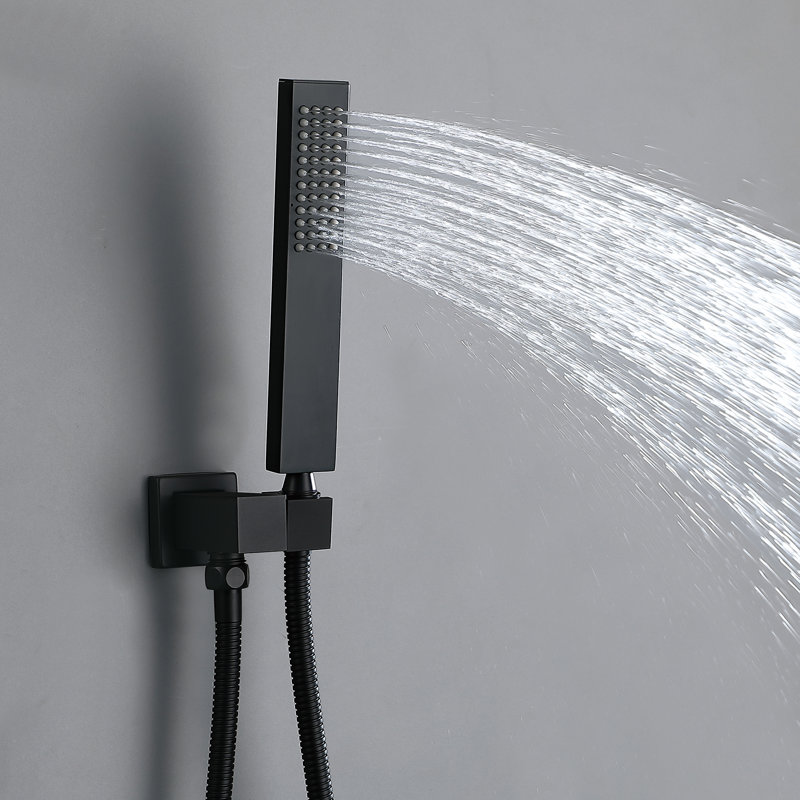 Système de douche thermostatique 4 fonctions 24,8 * 12,99 "de luxe, système de douche de plafond avec jets de corps avec valve brute