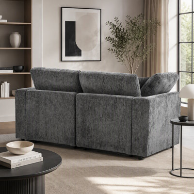 Canapé moderne de 72,8 po, canapé en tissu de chenille doux avec structure en bois massif et coussin décoratif, canapé 2 places rembourré à siège profond pour salon, appartement, chambre à coucher