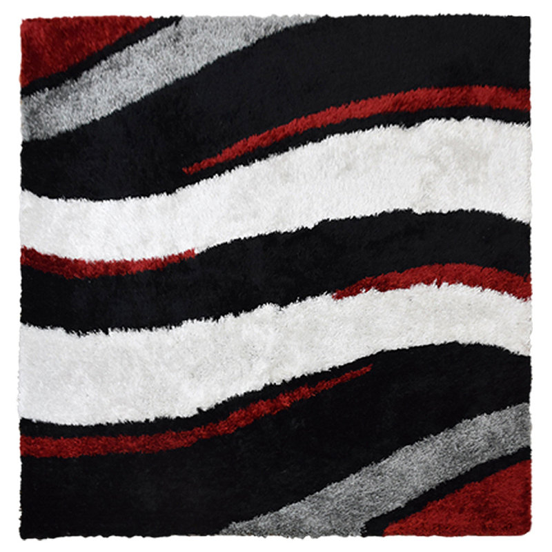 Latravia Hand Tufted Shag Polyester Eco-Friendly Area Rugs - Square, Multicolor, Contemporary Modern Design, High Pile Thick Handmade Anti Skid Area Rugs for Living Room, Bed Room