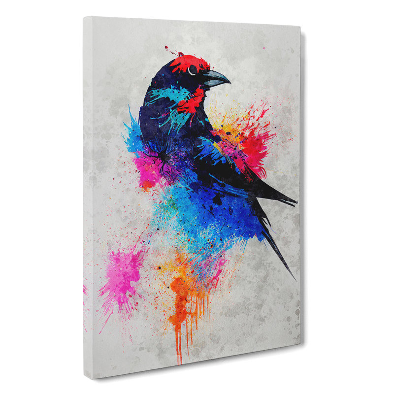 Paint Splash Bird No.3 - Wrapped Canvas, 50cm H x 35cm W x 3cm D