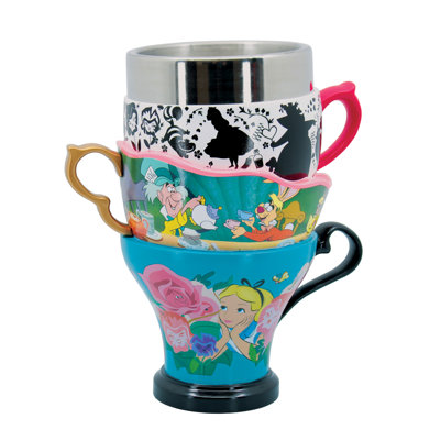 Enesco Disney Showcase Alice in Wonderland Stacked Teacups 75th Anniversary Decorative Goblet 7.09 Inch