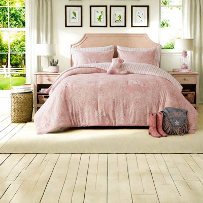 Ensemble de literie rose western cowgirl, ensemble de 6 pièces en microfibre avec oreiller en forme de botte