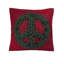 Hand Felted Wool Pillow – Green Peace Sign On Red – 20"-583663992
