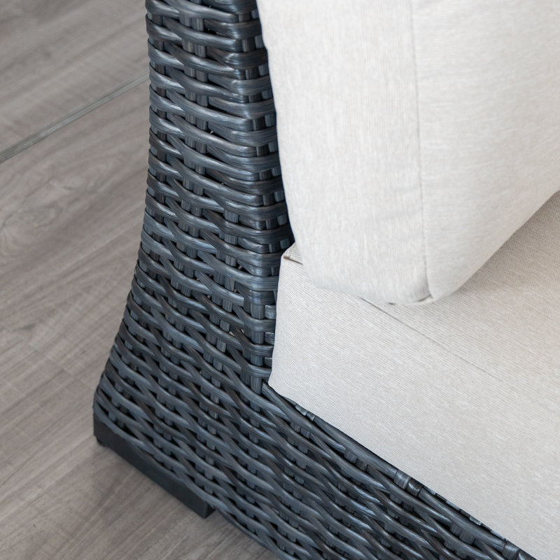 Ensemble modulaire de patio en osier pour 11 personnes avec coussins Eloisa, Gris