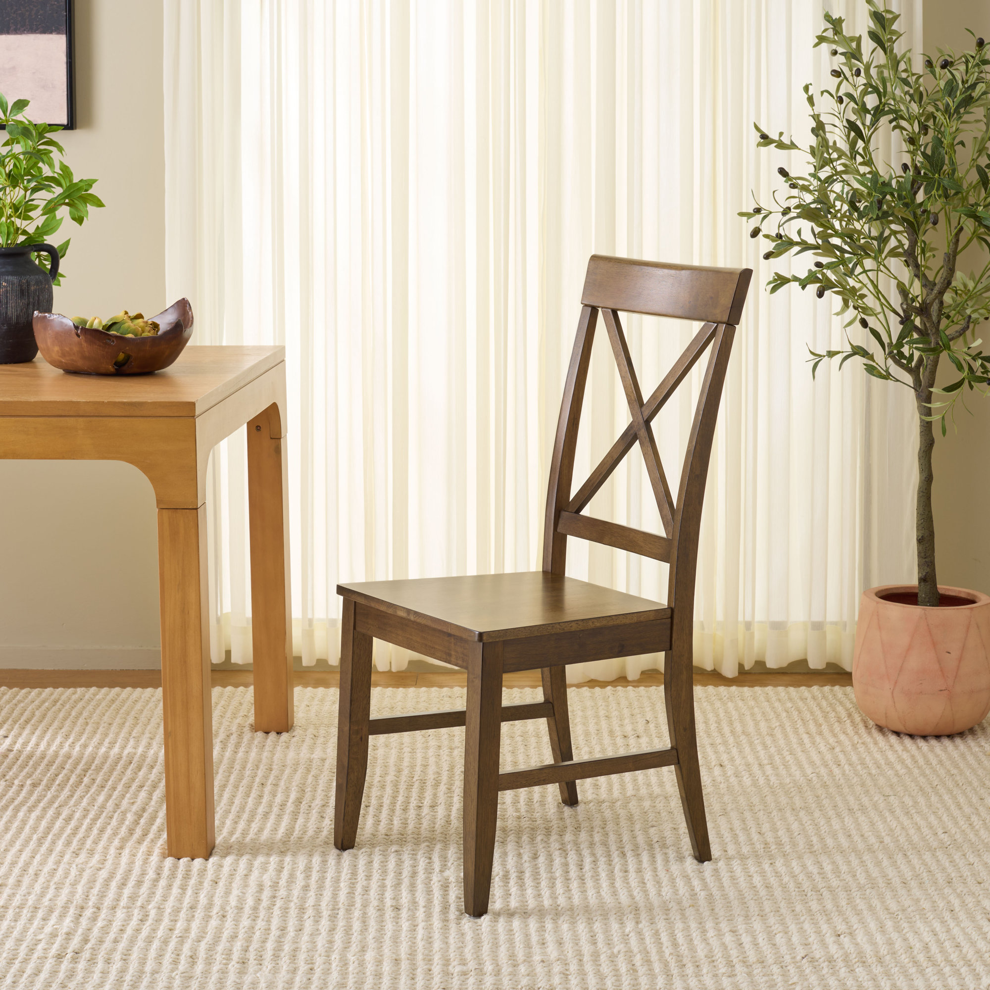 Cierra X-Back Side Chair, Dark Oak