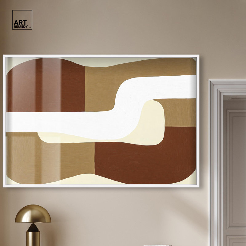 Art mural bohème Minimal Wavy III, H 37 po x l 55 po, Blanc