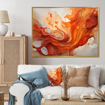 Abstrait rouge Firestorm Symphony I - goutte, peinture, art mural
