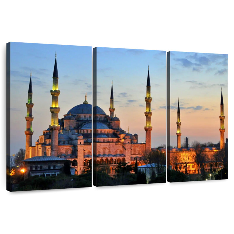 Blue Mosque Sunset Glow, 24" H x 38" W