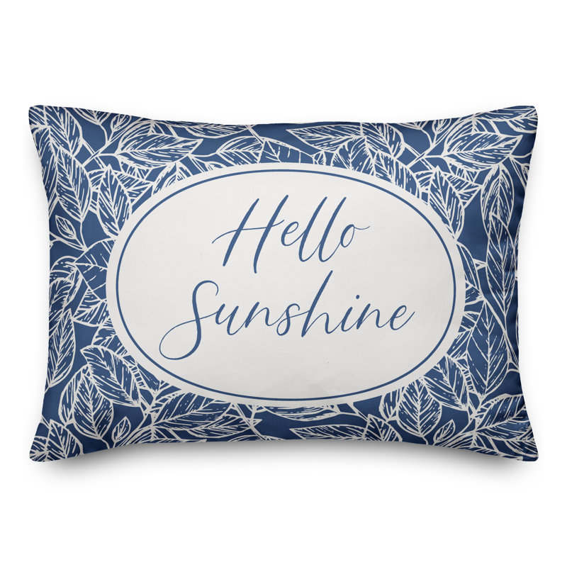 Floral Outdoor Reversible Throw Pillow, Blue