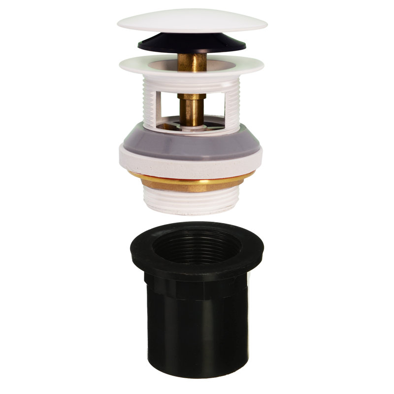 Integrated Overflow Drain 1-1/2 in. NPSM Coarse Thread Tip-Toe Mechanism with ABS Adapter, Powder Coat White