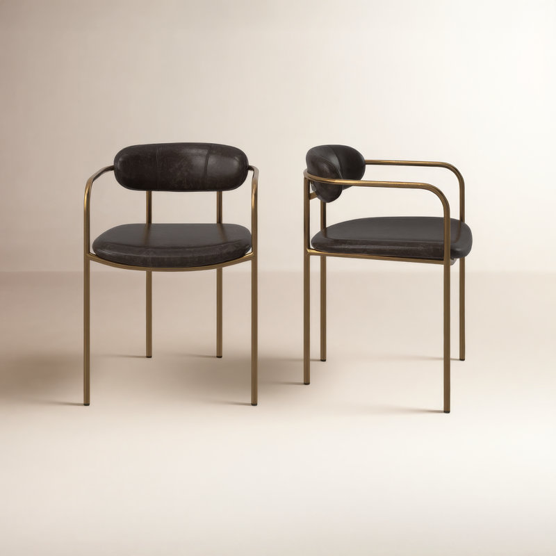 Chaise avec accoudoirs à dossier échelle Biélorussie, Brun, Doré